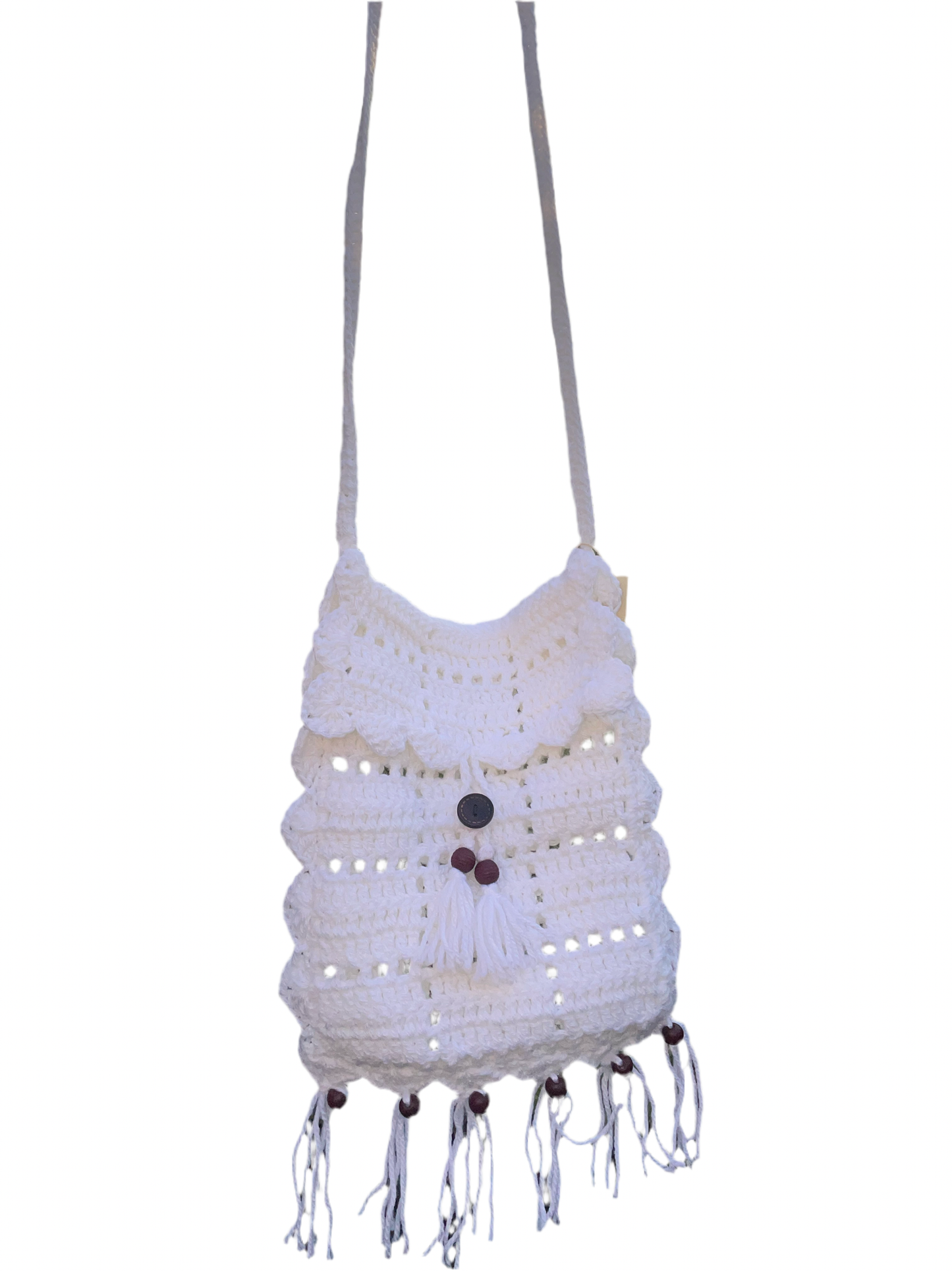 White Beaded Crochet Bag